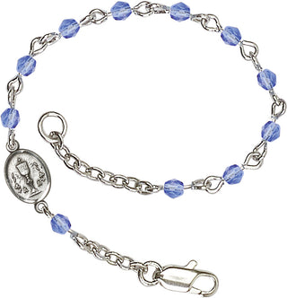 Silver Plated Bracelet with 4mm Sapphire Fire Polished beads