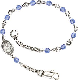 Silver Plated Bracelet with 4mm Sapphire Fire Polished beads