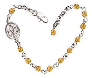 Adjustable Silver Plated 4mm Fire Polished Chalice Bracelet in Topaz