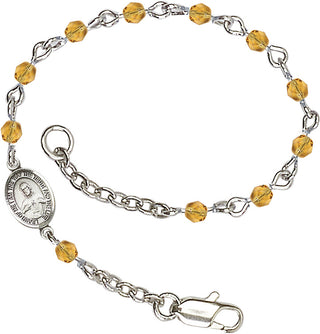 Silver Plated Bracelet with 4mm Topaz Fire Polished beads