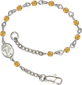 Silver Plated Bracelet with 4mm Topaz Fire Polished beads