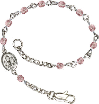 Silver Plated Bracelet with 4mm Zircon Fire Polished beads