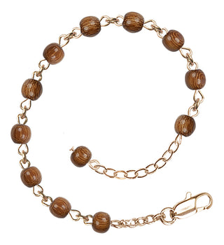 Adjustable 14 Karat Gold 4mm Wood Beaded Bracelet