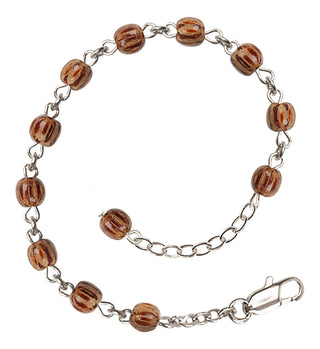 Adjustable Sterling Silver 4mm Wood Beaded Bracelet