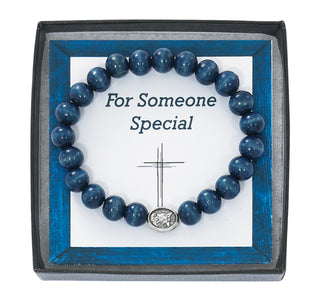 Blue Wood St. Michael Bracelet