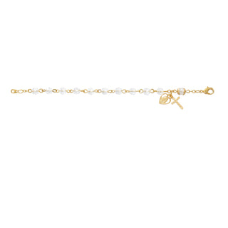 6.5-inch Gold-plated Real Crystal Rosary Br