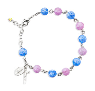 8Mm Blue And Pink Venetian Rosary Bracelet