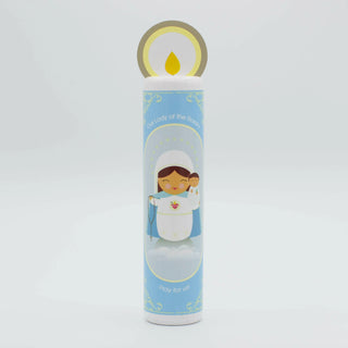 Our Lady of the Rosary (Hail Mary) Wooden Prayer Candle