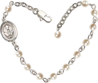 Adjustable Silver Plated 4mm Cream, Faux Pearl Confirmation Bracelet