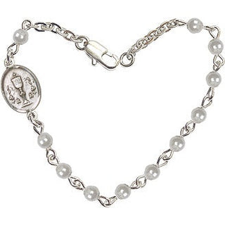 Adjustable Silver Plated 4mm Cream, Faux Pearl Chalice Bracelet