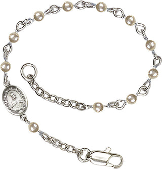 Silver Plated Bracelet with 4mm Faux-Pearl beads