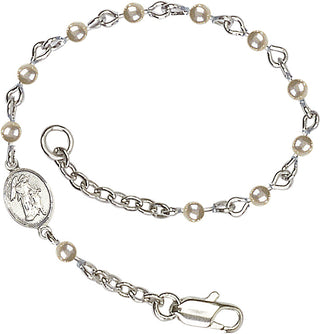Silver Plated Bracelet with 4mm Faux-Pearl beads