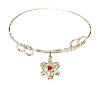 7 1/2 inch Round Double Loop Hamilton Gold Bangle Bracelet with a 14kt Gold Filled Chastity charm.