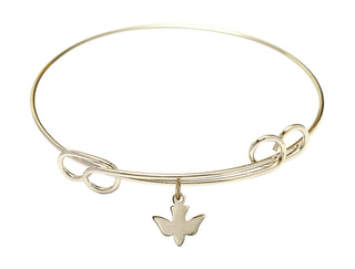 7 1/2 inch Round Double Loop Hamilton Gold Bangle Bracelet with a 14kt Gold Filled Holy Spirit charm.