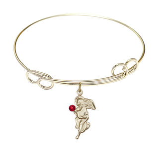 7 1/2 inch Round Double Loop Hamilton Gold Bangle Bracelet with a 14kt Gold Filled Guardian Angel charm.
