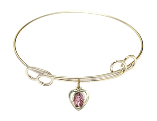 7 1/2 inch Round Double Loop Hamilton Gold Bangle Bracelet with a 14kt Gold Filled Miraculous charm.