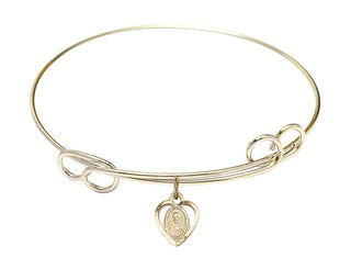 7 1/2 inch Round Double Loop Hamilton Gold Bangle Bracelet with a 14kt Gold Filled Scapular charm.