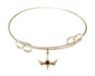 7 1/2 inch Round Double Loop Hamilton Gold Bangle Bracelet with a 14kt Gold Filled Holy Spirit charm.