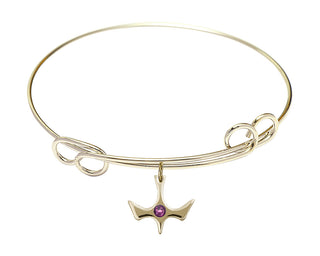 7 1/2 inch Round Double Loop Hamilton Gold Bangle Bracelet with a 14kt Gold Filled Holy Spirit charm.