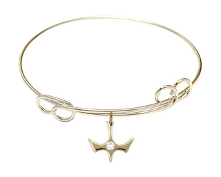 7 1/2 inch Round Double Loop Hamilton Gold Bangle Bracelet with a 14kt Gold Filled Holy Spirit charm.