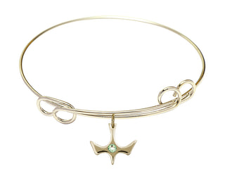 7 1/2 inch Round Double Loop Hamilton Gold Bangle Bracelet with a 14kt Gold Filled Holy Spirit charm.