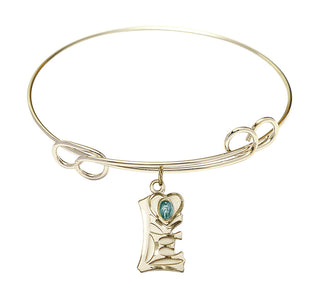 7 1/2 inch Round Double Loop Hamilton Gold Bangle Bracelet with a 14kt Gold Filled Miraculous charm.