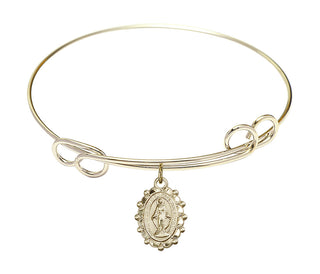 7 1/2 inch Round Double Loop Hamilton Gold Bangle Bracelet with a 14kt Gold Filled Miraculous charm.