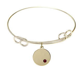 7 1/2 inch Round Double Loop Hamilton Gold Bangle Bracelet with a 14kt Gold Filled Plain Disc charm.