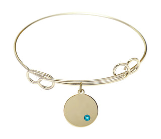 7 1/2 inch Round Double Loop Hamilton Gold Bangle Bracelet with a 14kt Gold Filled Plain Disc charm.