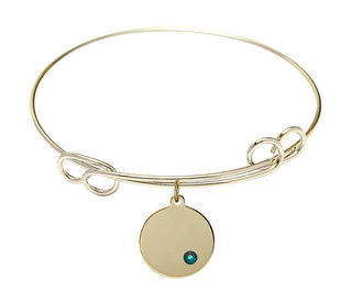7 1/2 inch Round Double Loop Hamilton Gold Bangle Bracelet with a 14kt Gold Filled Plain Disc charm.