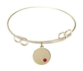 7 1/2 inch Round Double Loop Hamilton Gold Bangle Bracelet with a 14kt Gold Filled Plain Disc charm.