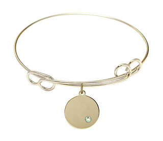 7 1/2 inch Round Double Loop Hamilton Gold Bangle Bracelet with a 14kt Gold Filled Plain Disc charm.