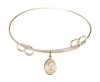 7 1/2 inch Round Double Loop Hamilton Gold Bangle Bracelet with a 14kt Gold Filled Saint Stephen the Martyr charm.