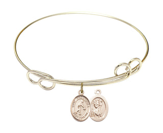 7 1/2 inch Round Double Loop Hamilton Gold Bangle Bracelet with a 14kt Gold Filled Saint Christopher/Basketball charm.