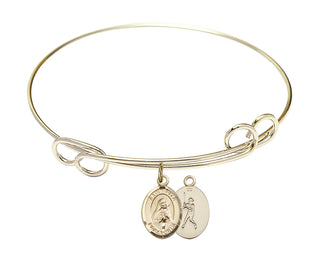7 1/2 inch Round Double Loop Hamilton Gold Bangle Bracelet with a 14kt Gold Filled Saint Rita / Baseball charm.