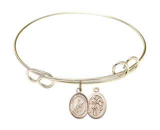 7 1/2 inch Round Double Loop Hamilton Gold Bangle Bracelet with a 14kt Gold Filled Saint Sebastian / Rodeo charm.