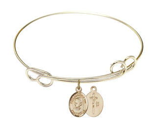 7 1/2 inch Round Double Loop Hamilton Gold Bangle Bracelet with a 14kt Gold Filled Pope Emeritace Benedict XVI charm.