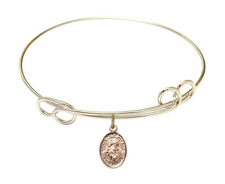 7 1/2 inch Round Double Loop Hamilton Gold Bangle Bracelet with a 14kt Gold Filled Sts. Peter & Paul charm. Engraved Catholic Saint Jewelry