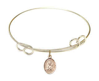 7 1/2 inch Round Double Loop Hamilton Gold Bangle Bracelet with a 14kt Gold Filled Our Lady of Czestochowa charm.