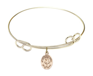 7 1/2 inch Round Double Loop Hamilton Gold Bangle Bracelet with a 14kt Gold Filled Guardian Angel/Dance charm.