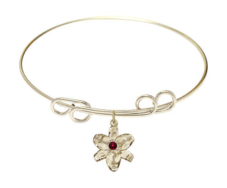 8 inch Round Double Loop Hamilton Gold Bangle Bracelet with a 14kt Gold Filled Chastity charm.