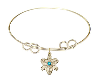 8 inch Round Double Loop Hamilton Gold Bangle Bracelet with a 14kt Gold Filled Chastity charm.