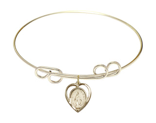 8 inch Round Double Loop Hamilton Gold Bangle Bracelet with a 14kt Gold Filled Miraculous charm.