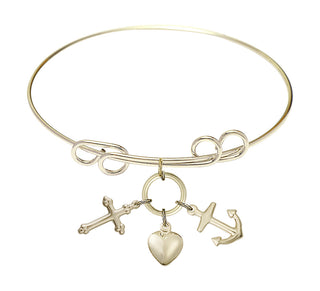 8 inch Round Double Loop Hamilton Gold Bangle Bracelet with a 14kt Gold Filled Heart charm.
