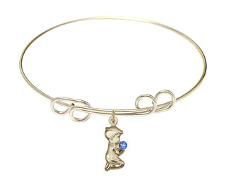8 inch Round Double Loop Hamilton Gold Bangle Bracelet with a 14kt Gold Filled Praying Boy charm.
