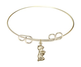 8 inch Round Double Loop Hamilton Gold Bangle Bracelet with a 14kt Gold Filled Praying Boy charm.