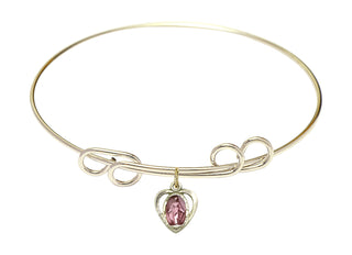 8 inch Round Double Loop Hamilton Gold Bangle Bracelet with a 14kt Gold Filled Miraculous charm.