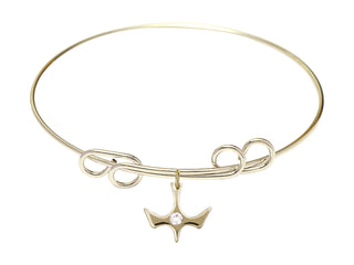 8 inch Round Double Loop Hamilton Gold Bangle Bracelet with a 14kt Gold Filled Holy Spirit charm.