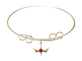 8 inch Round Double Loop Hamilton Gold Bangle Bracelet with a 14kt Gold Filled Holy Spirit charm.