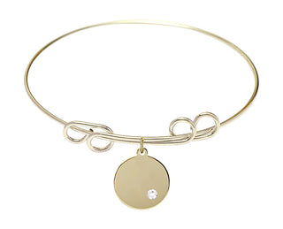 8 inch Round Double Loop Hamilton Gold Bangle Bracelet with a 14kt Gold Filled Plain Disc charm.